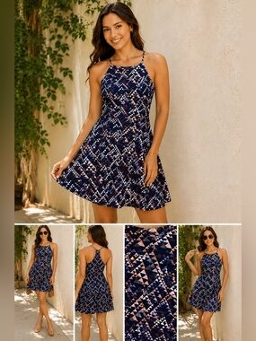 Banana Republic Geometric Print Fit & Flare Dress Size 4